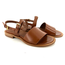 Load image into Gallery viewer, Sandale Double Bride en Cuir Camel
