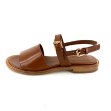 Load image into Gallery viewer, Sandale Double Bride en Cuir Camel
