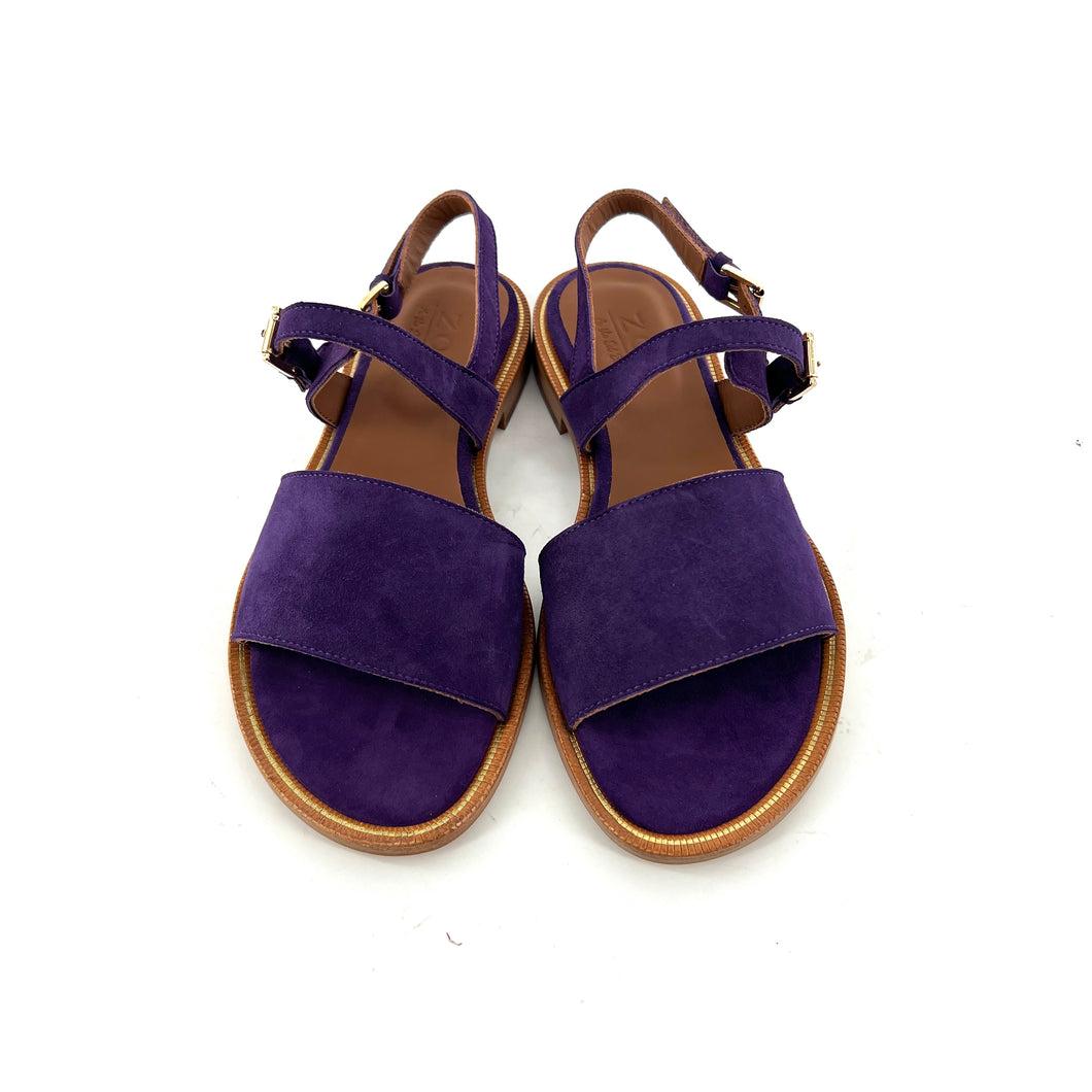 Sandale Double Bride en Daim Violet