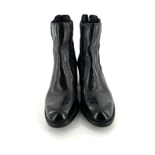 Load image into Gallery viewer, Boots Talon Trotteur Zippé Arrière en Cuir et Cuir Stretch Noir
