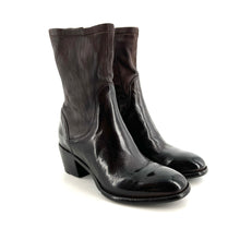 Load image into Gallery viewer, Boots Talon Trotteur en Cuir Ébano Tige Haute en Cuir Stretch
