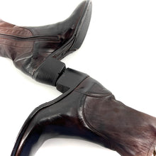 Load image into Gallery viewer, Boots Talon Trotteur en Cuir Ébano Tige Haute en Cuir Stretch
