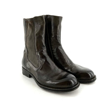 Charger l&#39;image dans la galerie, Boots Zippé Intérieur Tige Haute en Cuir et Cuir Stretch Loden
