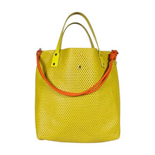 Load image into Gallery viewer, Sac RUBAN en Cuir Perforé Jaune

