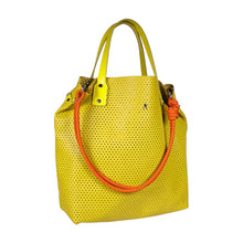 Load image into Gallery viewer, Sac RUBAN en Cuir Perforé Jaune
