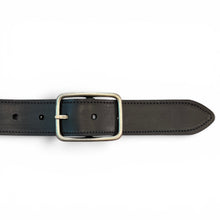 Charger l'image dans la galerie, Ceinture Boucle Rectangulaire Vieil Argent en Cuir Noir
