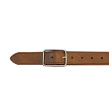 Load image into Gallery viewer, Ceinture Boucle Rectangulaire Vieil Argent en Cuir Cognac
