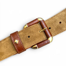 Charger l'image dans la galerie, Ceinture LA COULOMB en Velours Tobacco et Cuir Nutella
