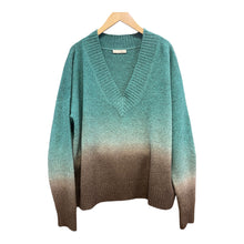 Load image into Gallery viewer, Pull en V Tie &amp; Dye Turquoise / Marron 100% laine de Yak
