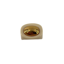 Charger l'image dans la galerie, Large Bague en Acétate Ivoire et Cabochon Plaqué Or
