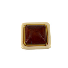 Charger l'image dans la galerie, Large Bague Carrée en Acétate Ivoire et Cabochon Bordeaux
