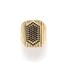 Load image into Gallery viewer, Bague DYNASTY  en Plaqué Or et Zircons Noirs
