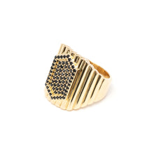 Load image into Gallery viewer, Bague DYNASTY  en Plaqué Or et Zircons Noirs
