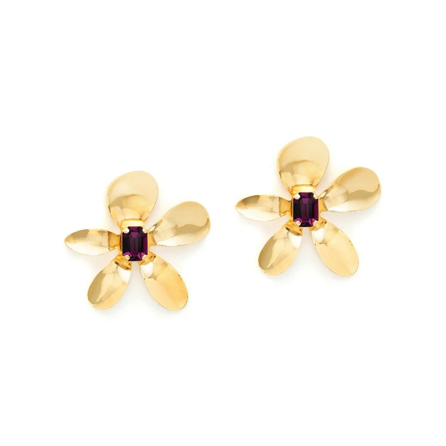 Boucles d'Oreilles FLORA en Cristal Violet