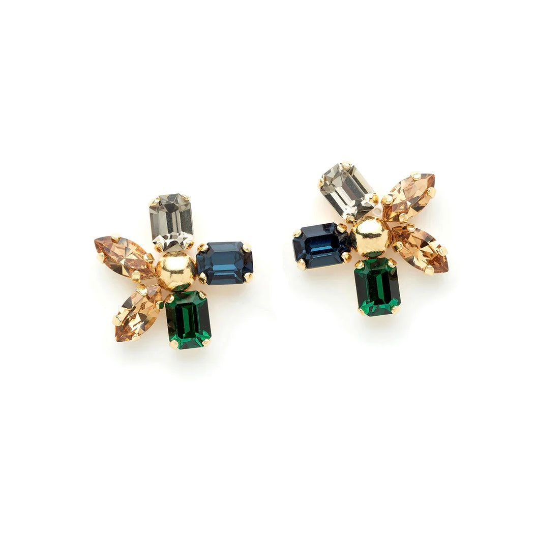 Boucles d'Oreilles STELLA L en Cristal Bleu et Vert