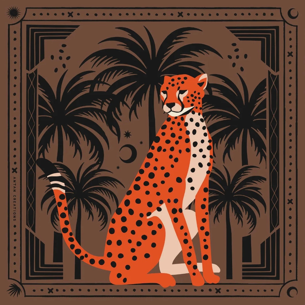 Carré de Soie CHEETHA & PALMS Brown