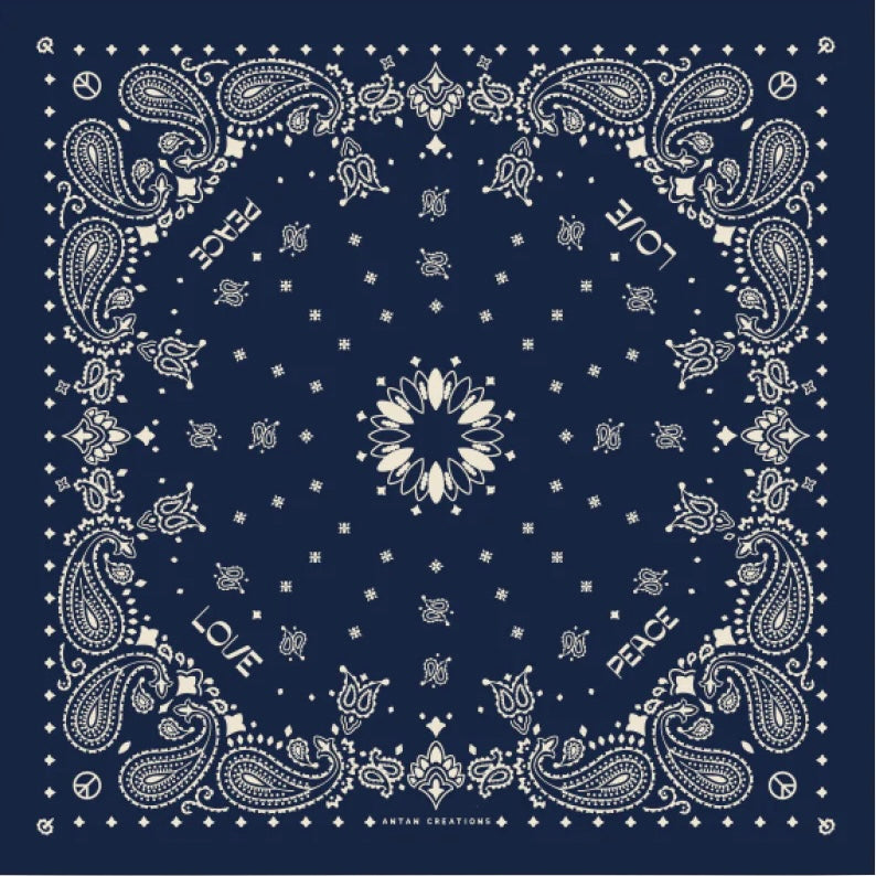 Bandana de Soie Navy / White