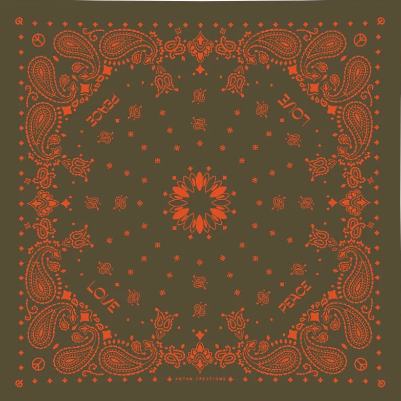 Bandana de Soie Olive / Paprika