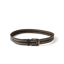 Load image into Gallery viewer, Ceinture en Cuir Noir et Clous Vieil Or et Argent
