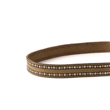 Load image into Gallery viewer, Ceinture en Cuir Kaki Clous Vieil Or et Argent
