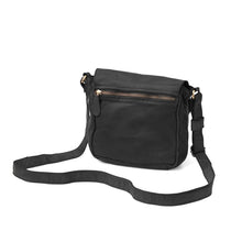 Load image into Gallery viewer, Sac Bandoulière Petit Format en Cuir Lavé Noir
