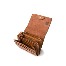 Load image into Gallery viewer, Petit Porte-Cartes Porte-Monnaie en Cuir Camel Effet Croco
