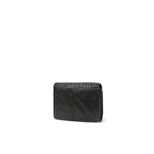 Load image into Gallery viewer, Petit Porte Cartes Porte-Monnaie en Cuir Noir Effet Croco
