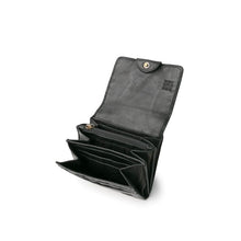 Load image into Gallery viewer, Petit Porte Cartes Porte-Monnaie en Cuir Noir Effet Croco
