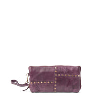 Load image into Gallery viewer, Portefeuille Moyen Modèle en Cuir Bordeaux et Rivets Vieil Or
