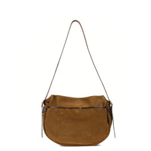Load image into Gallery viewer, Sac Musette Demi Lune MARGOT en Daim Marron Noisette

