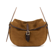 Load image into Gallery viewer, Sac Musette Demi Lune MARGOT en Daim Marron Noisette

