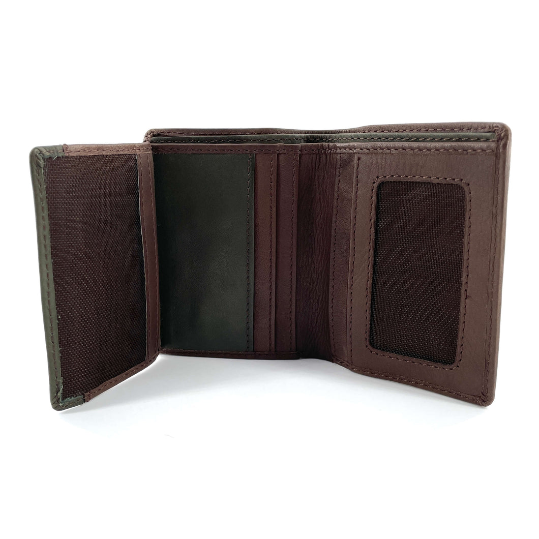 Porte-Cartes en Cuir Marron et Vert