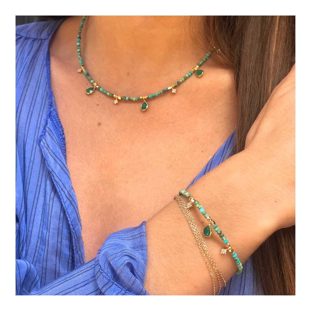 Bracelet BAHIA en Turquoise Africaine et Agate Verte