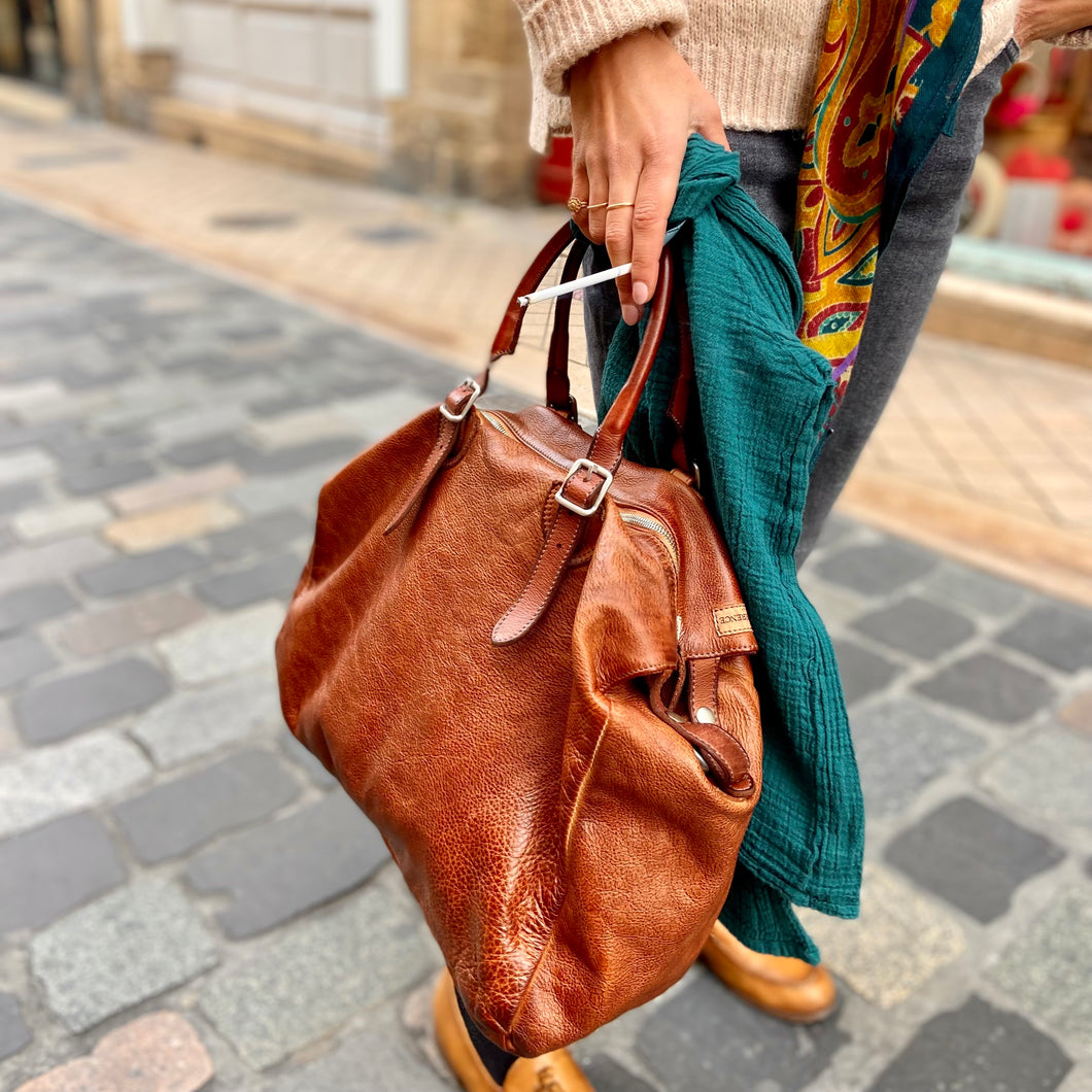 Sac PLAZA en Cuir Caramel