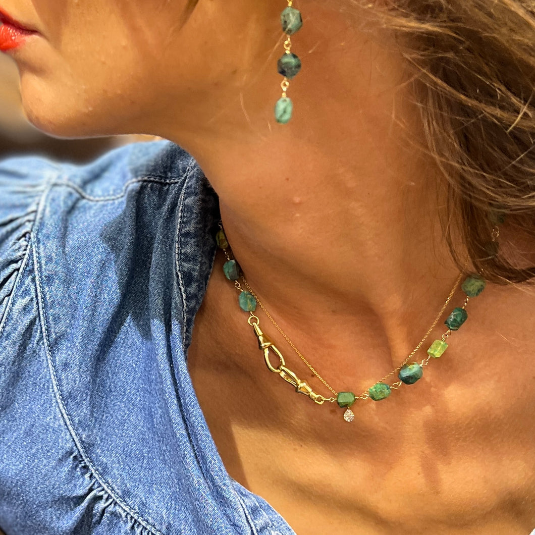 Collier LENNY en Chrysocolle et Plaqué Or