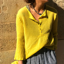 Charger l&#39;image dans la galerie, Blouse JOSÉPHINE en Gaze de Coton Jaune
