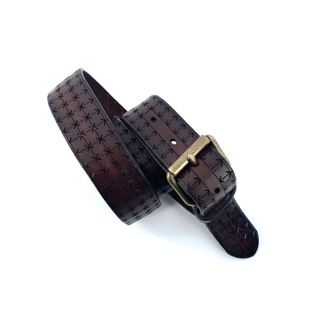 Ceinture Cuir Perforé Marron