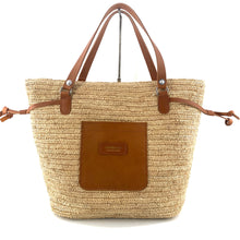 Charger l&#39;image dans la galerie, Sac AGDE en Raphia Naturel et Cuir Camel
