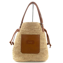 Charger l&#39;image dans la galerie, Sac AGDE en Raphia Naturel et Cuir Camel
