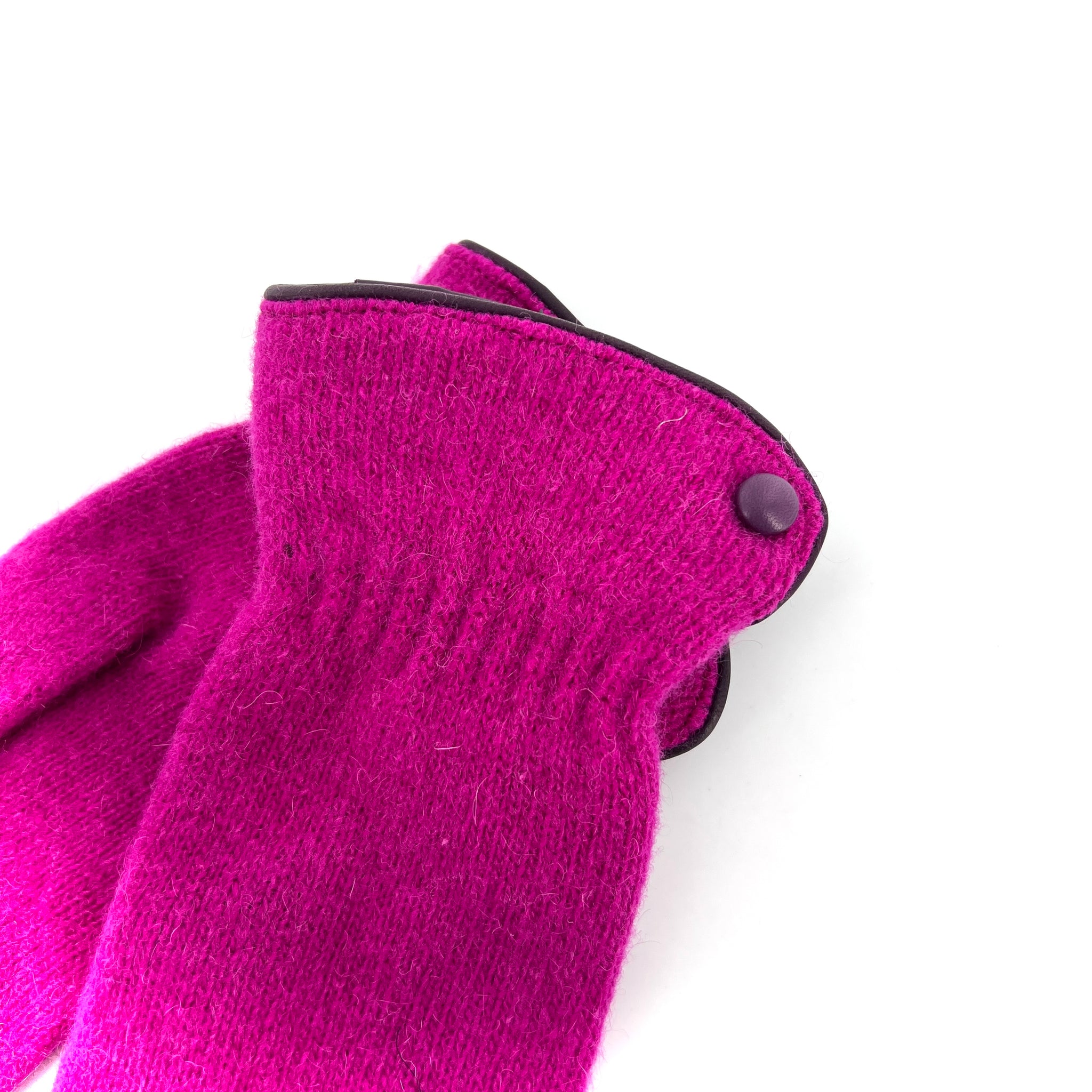 Gants Tactiles en Laine et Finitions Cuir Fuschia – IDK-Lé