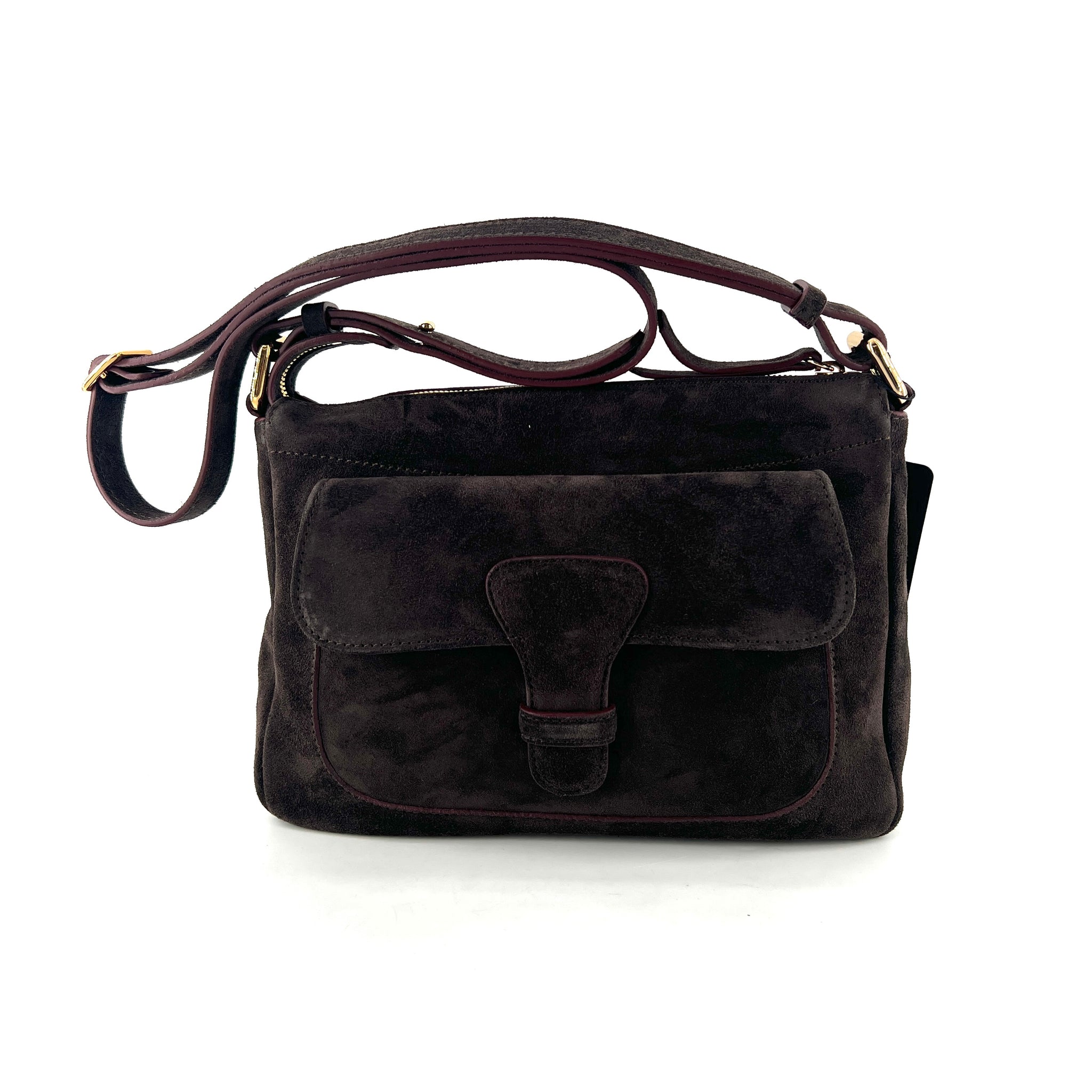 Sac Bandoulière En Cuir Veau AVRIL GAU Gaya - Couleur Marron/gris, Taille Large, Neuf Avec étiquettes Et Pochette