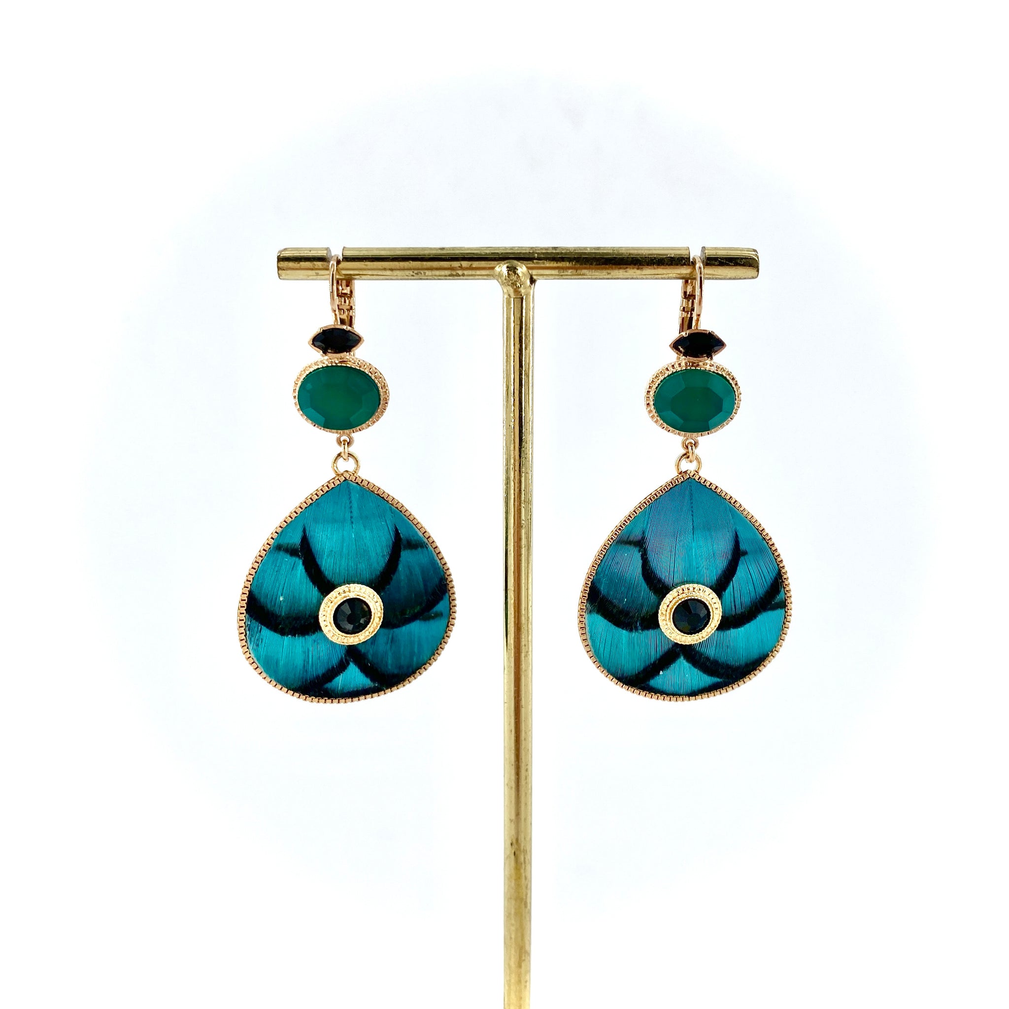 Boucles D'oreilles Satellite En Nacre - Occasion - Style Rétro
